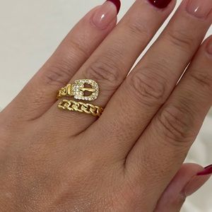 Trendy Belt Rhine Stone Ring